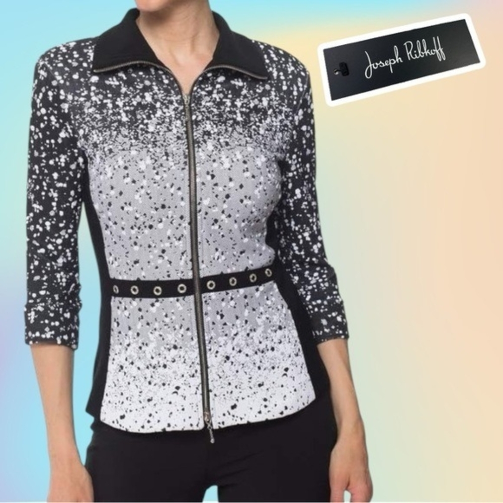 Joseph Ribkoff Black Eyelet Accent Jacket